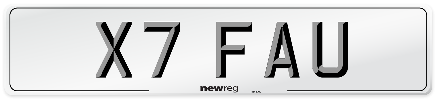 X7 FAU Number Plate from New Reg